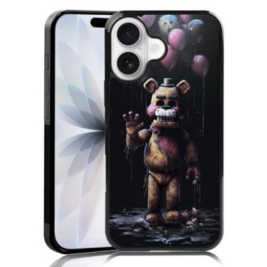 Imagem de MMYAJT Capa de telefone preta fofa FNAF adequada para iPhone 17, capa protetora TPU à prova de choque para iPhone Horror Five Nights Video Game Capa de telefone presente para meninos meninas homens