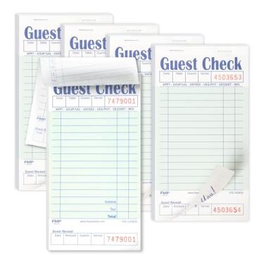 Imagem de [5 blocos, 50 folhas/bloco] Bloco de cheques de convidados de peça única para restaurantes, 1 parte perfurada verde claro e branco com recibo de convidado inferior para bares, cafés e pedidos de restaurantes