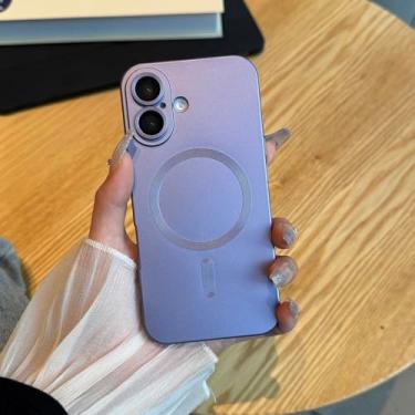 Imagem de Capa feminina compatível com iPhone 11 Pro Max, compatível com MagSafe, fina, metálica, macia, amortecedora, à prova de choque, para iPhone 11 Pro Max 6,5 polegadas - roxa