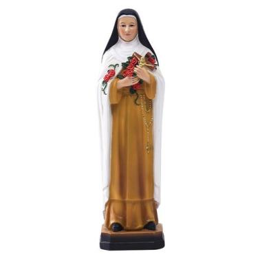 Imagem de Figura de escultura Freira segurando rosas e crucifixo 20,7 cm - Resin