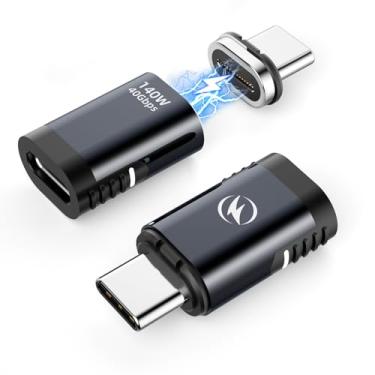 Imagem de HanCenDa Adaptador magnético USB C de 140 W, pacote com 2, adaptador de 180 graus, 40 Gbps, suporte para exibição de vídeo 8K a 60Hz para Thunderbolt 4/3 MacBook Pro/Air e mais dispositivos tipo C