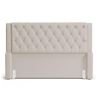 Imagem de Cabeceira Atena Para Cama Box Queen Size 160cm Capitonê Com Frame Suede Bege Claro - Desk Design