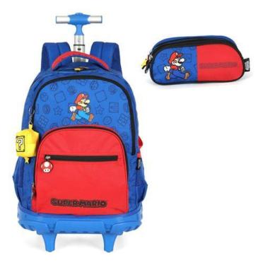 Imagem de Kit Mochila Rodinhas E Estojo Super Mario Com Porta Moeda