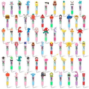 Imagem de Tenceur 120 peças de mini canetas multicoloridas em uma caneta 4 em 1 divertidas animais fofos, esferográficas kawaii, para aniversário, escritório, material escolar, prêmios de recompensa de sala de