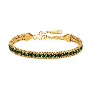 Imagem de Oneress Pulseira de tênis colorida - joia de cristal empilhável Boho ajustável para melhores amigas, damas de honra, presente de festa feminino YA6108, CZ Sparkle Bracelet, Aço inoxidável, Sem Pedra