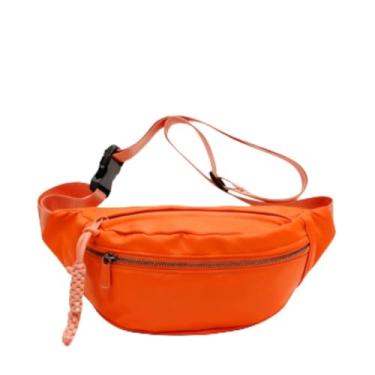 Imagem de Bolsas de cinto para mulheres, modernas, versáteis de nylon, pochete leve, transversal, ajustável, estilosa, bolsa de cintura no peito, Laranja, 29x13x10cm (11.42x5.12x3.94in), Tendência
