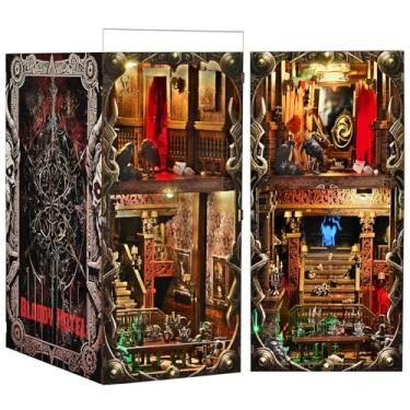 Imagem de TOYQI DIY Book Nook Kit, Miniature Dollhouse Kit, Book Nook Kits for Adults Gift, Booknook Bookend Halloween Haunted Mansion House with Dust Cover and Horror Sounds