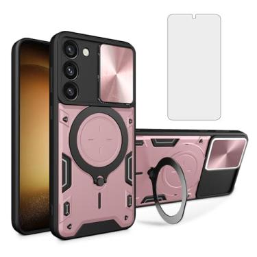 Imagem de Asuwish Capa de celular para Samsung Galaxy S23 Plus S23+ 5G capa magnética para câmera deslizante com protetor de tela de vidro temperado e suporte de anel celular S23plus 23S + S 23 23+ SM-S916U