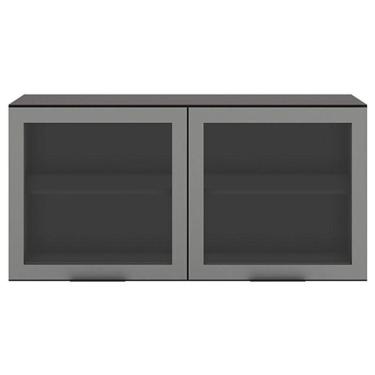 Imagem de Armário Aéreo 2 Portas Vidro Etna Grafite – Poliman