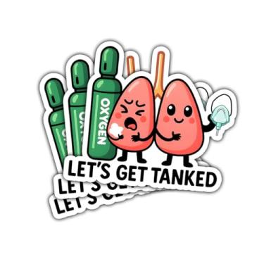 Imagem de Adesivo de pulmão engraçado de 3 peças – Decalque de vinil para tanque de oxigênio "Let's Get Tanked", presente de humor médico para terapeutas respiratórios, enfermeiros, médicos, estudantes de