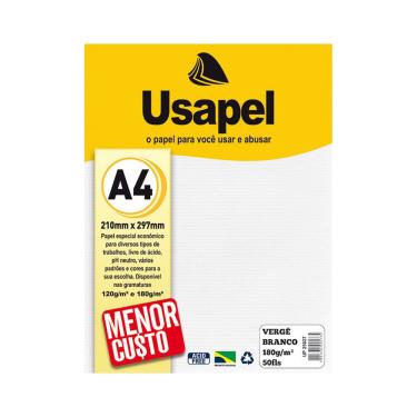 Imagem de Papel Usapel A4 Vergê 180g com 50 Folhas Branco