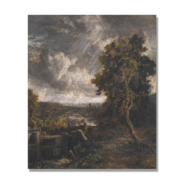 Imagem de NHLDZYH Arte de parede John Constable, (Lock on Stour), pôster de pinturas famosas, decoração de parede com impressão de imagem retrô de romantismo. Apenas tela 60 x 72 cm - 23,6 x 28,3 pol