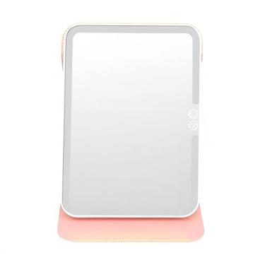 Imagem de Espelho LED Portátil com Iluminação Touch, Recarregável USB, Base e Capa Protetora, Cor Branco