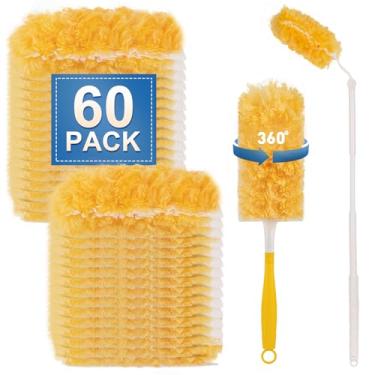 Imagem de Recargas de espanador resistente para espanador Swiffer, kit de espanadores descartáveis sem cheiro para limpeza de pó de móveis, ventilador de teto cego, espanador de penas 360 multisuperfícies (60)