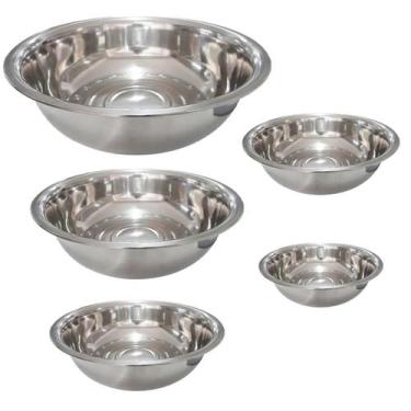 Imagem de Tigela Inox Bowl Cumbuca Bacia Kit 5 uni Casa Restaurante Lanchonete M