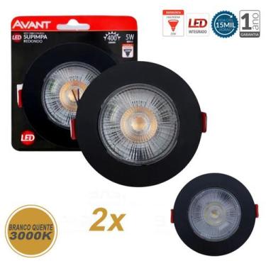 Imagem de Kit 2 Spot Led Embutir Direcionável Redondo Quente Frio - Avant, Preto