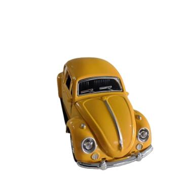Imagem de Miniatura de Carro Colecionável Fusquinha, Carrinho de Ferro com Portas que Abrem, Escala 1:32, 12cm, com Sistema de Fricção (Amarelo Claro)