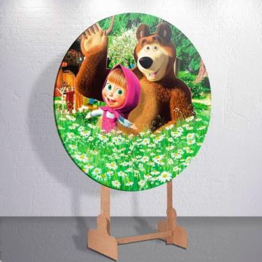 Imagem de Painel Redondo Urso e Menina Mars Capa Sublimada de Festa Tamanho Gran
