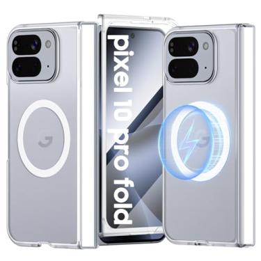 Imagem de oupeigar Capa magnética dobrável para Google Pixel 10 Pro [proteção de dobradiça] [protetor de tela HD] [fosco translúcido] capa de telefone fina e suave à prova de choque para Pixel 10 Pro Fold