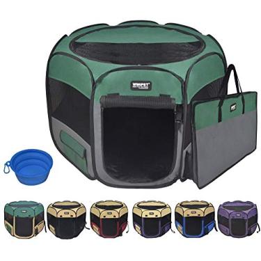 Imagem de Winipet — Cercadinho macio dobrável para animais de estimação, bolsa de transporte e tigela de silicone de grau alimentício (2 anos de garantia), cercadinho portátil de 10 e 12 cores, caneta para exercícios, interior e exterior