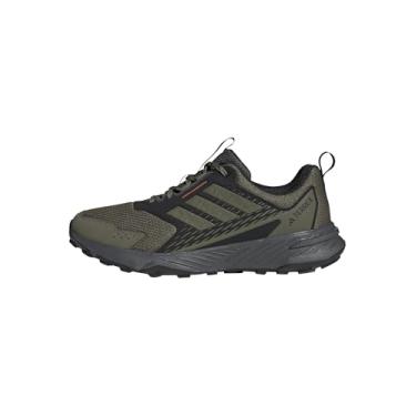 Imagem de adidas Tênis de corrida masculino Terrex Tracefinder Trail, Olive Strata/Olive Strata/Laranja semi impacto, 40