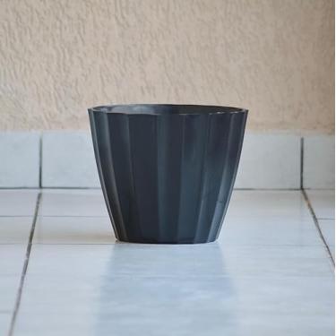 Imagem de Vaso de Planta Decoração Casa Jardim Bojo Cacau Injetado 23x27 Liso Luxo Estiloso (Preto)