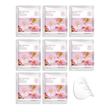 Imagem de Pacote com 8 máscaras faciais de flor de cerejeira, rosa, kit de dia de spa, suprimentos para adolescentes, meninas, mulheres, lençol para cuidados com a pele para crianças, conjunto de presentes