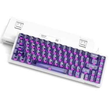 Imagem de dagaladoo Teclado magnético para jogos M68 HE V2 60% com fio com atuação ajustável, gatilho rápido para jogos com efeito Hall, teclado mecânico personalizado RGB HotSwap, teclas roxas de gelatina