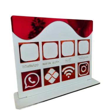 Imagem de Placa Display de Mesa e Balcão para QR Code WHATS PIX WIFI E INSTAGRAM no MDF e Acrilico(Vermelho)