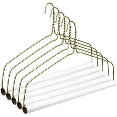 Imagem de Didaey 5 conjuntos de cabides de limpeza a seco de 45,7 cm, cabides de toalha de mesa, cobertor, cortina, com fio de calibre 10,5 forte para itens pesados