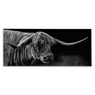 Imagem de Stupell Industries Arte de parede em tela Retrato Highland Longhorn, design de Patricia Reynolds, 25 x 61 cm
