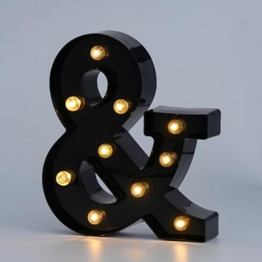 Imagem de Letreiro de LED preto, letreiro com letras, para luz noturna, casamento, festa de aniversário, Natal, decoração de bar, símbolo