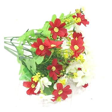 Imagem de Flores artificiais Buquê de flores artificiais com margaridas gerbera, para decoração jardim doméstico, arcos casamento, parede, buquê noiva(D)