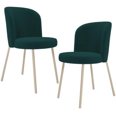 Imagem de Kit 02 Cadeiras Para Sala de Jantar Cozinha Estofada Gavi Arena L02 Bouclê Verde - Lyam Decor