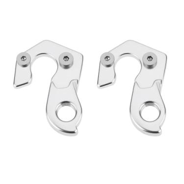 Imagem de eMagTech 2 x cabides de câmbio traseiro de bicicleta prateados com parafusos GH-063 liga de alumínio compatível com bicicleta Rockrider