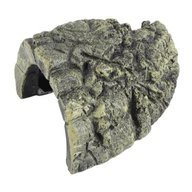 Imagem de Aramox Réptil Escondendo Caverna Tartaruga Basking Rock Aquário Decoração Resina para Tartarugas Peixes, Com Rock Olhar Seguro Escalada Terraço (L)