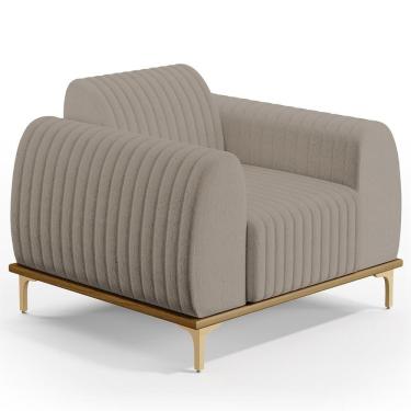 Imagem de Poltrona Pés Metalizado D'Ouro Molino D02 Linho Bege C-107