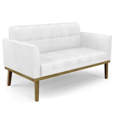 Imagem de Sofá Namoradeira Base Madeira Castanho Ana Sintético Pu Branco - Ibiza