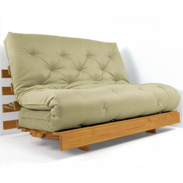 Imagem de Sofá Cama Casal Futon Tokio D33 Madeira Maciça Mel - Bege Claro