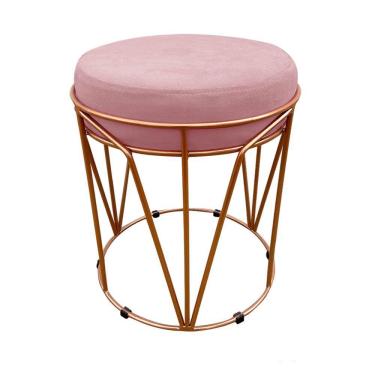 Imagem de Puff Multiuso Com Mesa 2 Em 1 Suede Rose Base Cobre