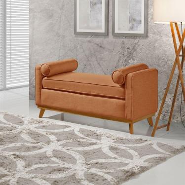 Imagem de Recamier Italia 1,30m Com Base Madeira Linho Sofatec Tijolo