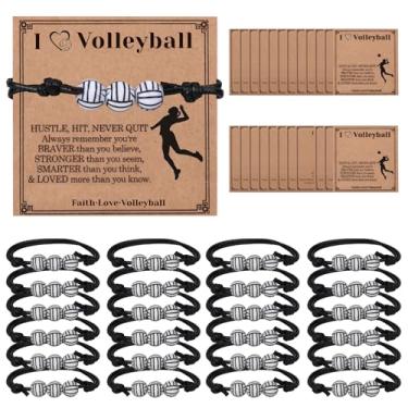 Imagem de Chanumetal 24 peças de pulseira de beisebol, vôlei, basquete, presentes ajustáveis, lembrancinhas de festa esportivas, pulseiras inspiradoras de lembrancinhas de festa com tema esportivo, One Size