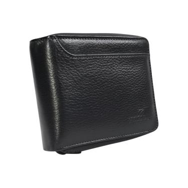 Imagem de Carteira Masculina de Couro com Porta-Níquel e Zíper Preta