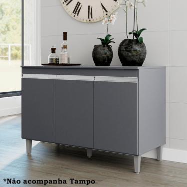 Imagem de Balcao Para Pia 120 Cm 3 Portas Manu Cinza Reajl Cinza