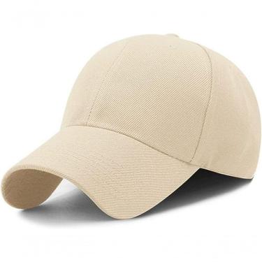 Imagem de Boné De Beisebol Liso Aba Curva Esportivo Unissex Para Corrida Caminhada Ciclismo Bege