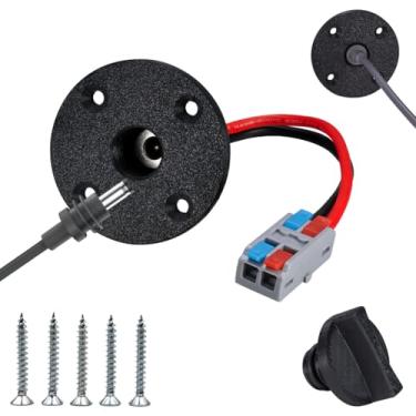 Imagem de Lephchiryn Suporte de painel de cabo CC RV compatível com Starlink mini, soquete fêmea CC de 2 polos de 5,5 x 2,1 mm, passagem à prova d'água (preto) (rotundity, preto, 1 peça)