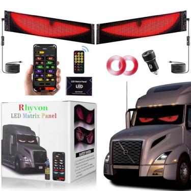 Imagem de 2 peças de luz diabólica para carros, olhos de LED para para-brisas de carro, placa de LED programável, controlada por um controle remoto e um aplicativo Bluetooth, adequada para carros, SUVs e