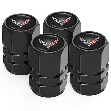 Imagem de Tampas de válvula de pneu, tampas de haste de válvula para Corvette C1 C2 C3 C4 C5 C6 C7 C8 Racing 1LT 2LT 3LT, tampas de pneu de carro de liga para acessórios de carro à prova de vazamento
