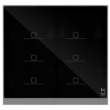 Imagem de Interruptor Inteligente 6 Teclas Conexão Zigbee Compatível com Assistente de voz, IOS e Android Preto - Geonav