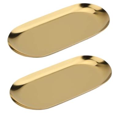 Imagem de Bandeja decorativa luxuosa de aço inoxidável para joias e alimentos dourados(2)